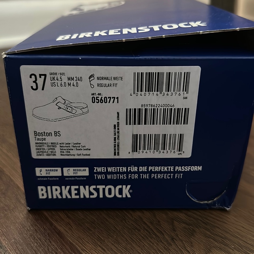 Birkenstock Boston Suede Taupe Size 37